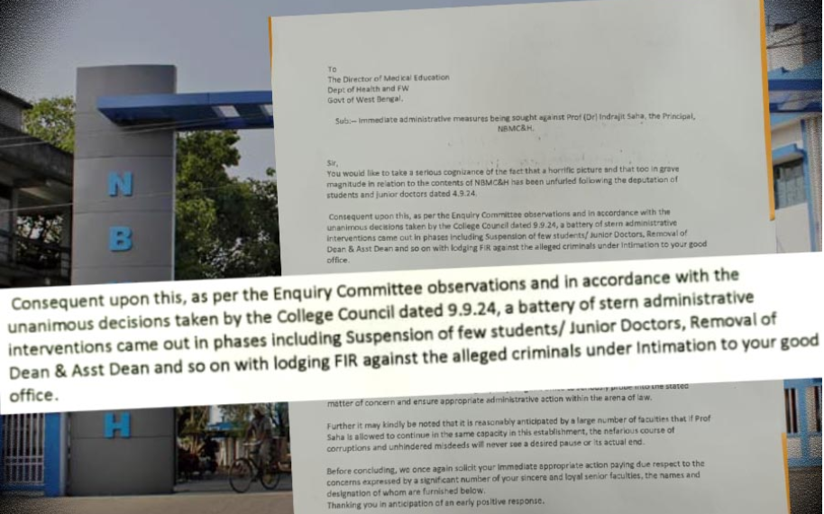 উত্তরবঙ্গ মেডিক্যালের অধ্যক্ষের অপসারণ চেয়ে স্বাস্থ্যভবনকে চিঠি বিভাগীয় প্রধানদের