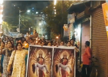 বিষাদের বিসর্জনে স্লোগান উঠল ‘জাস্টিস ফর আরজি কর’