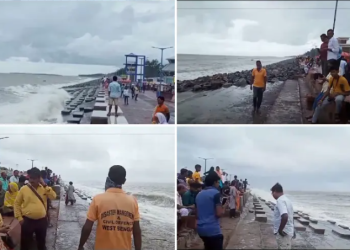 তীব্র জলোচ্ছ্বাস! সমুদ্রের ভয়ঙ্কর রূপ!