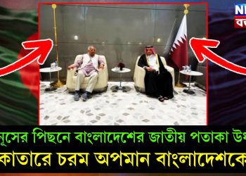 ইউনূসের পিছনে বাংলাদেশের জাতীয় পতাকা উধাও! কাতারে চরম অপমান বাংলাদেশকে