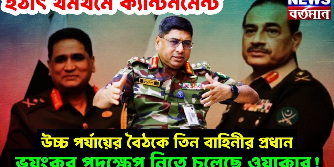 হঠাৎ থমথমে ক্যান্টনমেন্ট! উচ্চ পর্যায়ের বৈঠকে তিন বাহিনীর প্রধান, ভয়ংকর পদক্ষেপ নিতে চলেছে সেনাপ্রধান ওয়াকার!