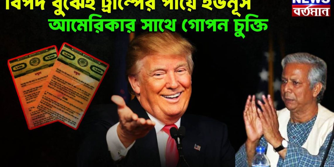 বিপদ বুঝেই ট্রাম্পের পায়ে ইউনূস, আমেরিকার সাথে গোপন চুক্তি