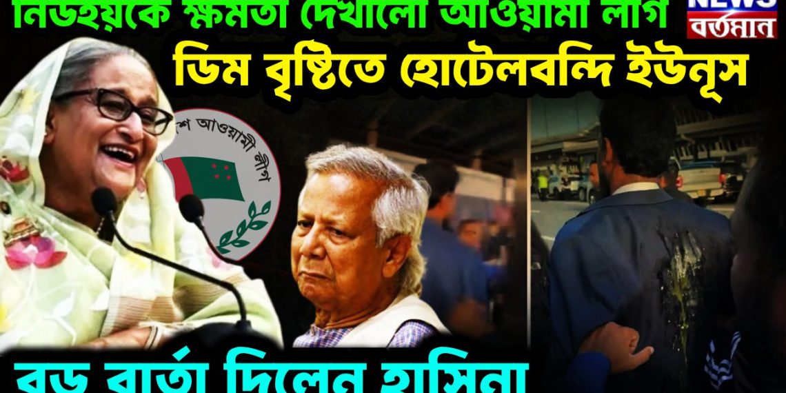 নিউ ইয়র্কে ক্ষমতা দেখাল আওয়ামী লীগ ডিম বৃষ্টিতে হোটেলবন্দি ইউনূস বড়ো বার্তা দিলেন হাসিনা