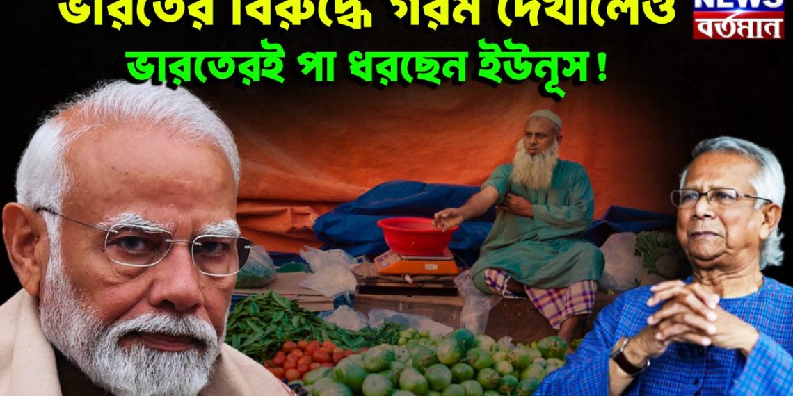 ভারতের বিরুদ্ধে গরম দেখালেও ভারতেরই পা ধরছেন ইউনূস!