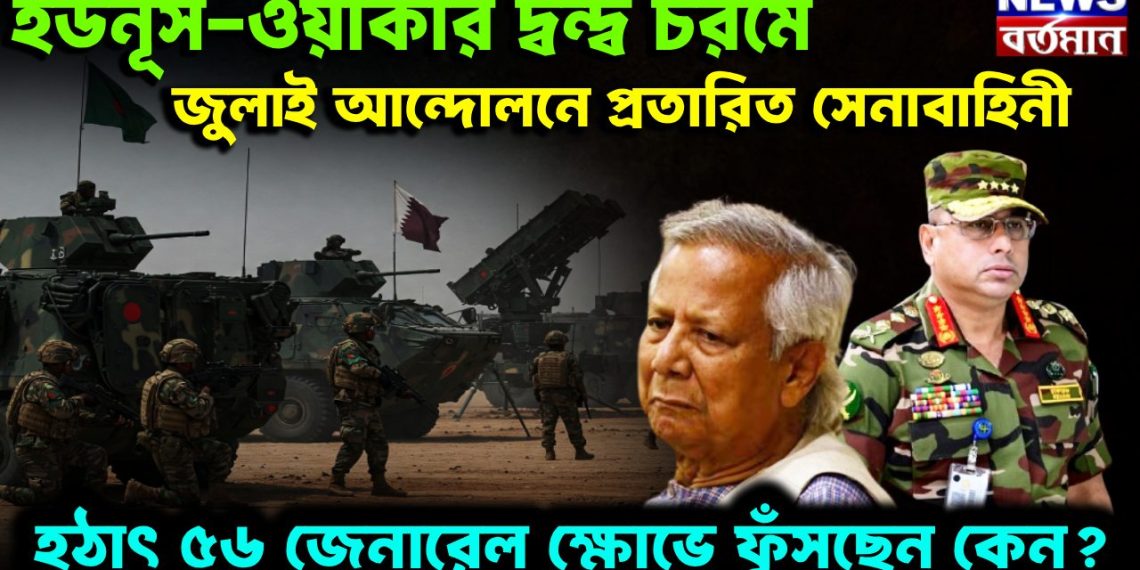 ইউনূস-ওয়াকার দ্বন্দ্ব চরমে। জুলাই আন্দোলনে প্রতারিত সেনাবাহিনী হঠাৎ ৫৬ জেনারেল ক্ষোভে ফুঁসছেন কেন?